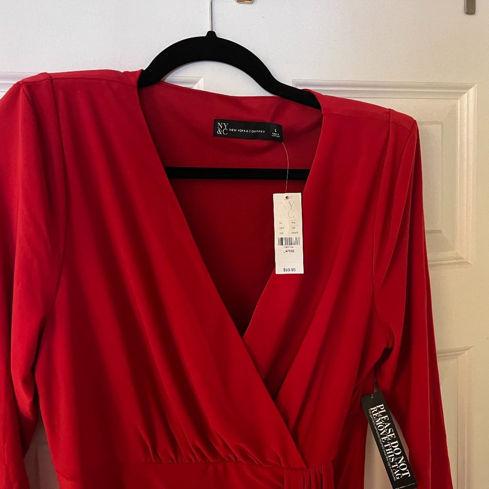 NWT NEW YORK & COMPANY RED DRESS SIZE LARGE
